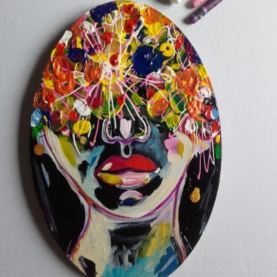 Portrait femme peinture femme visage art contemporain - émotions fleurs  femme beauté - décoration maison art original : par celine-art-galerie