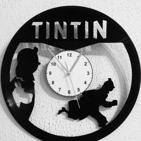Pendule Horloge Tintin Et Milou En Disque Vinyle Herge Par Maxoum03