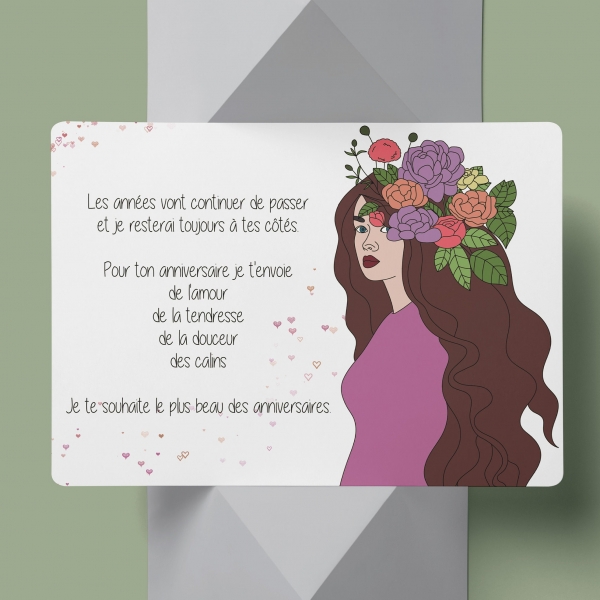 Carte anniversaire femme, carte anniversaire amie, carte de voeux fleurs et  message, carte joyeux anniversaire, carte anniversairefait main : papeterie- cartes-anniversaire par une-tasse-de-the