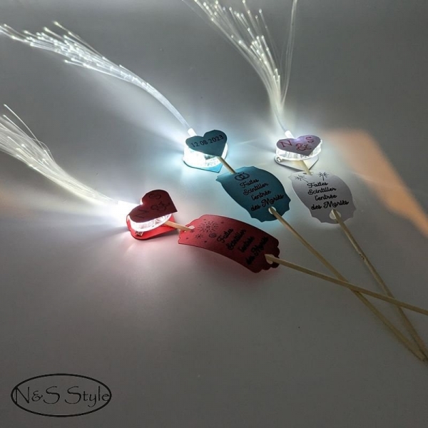 Cierge magique scintillant fibre led lumineux pour faire scintiller mariage  fête baptême anniversaire : accessoires-autres-accessoires par ns-style