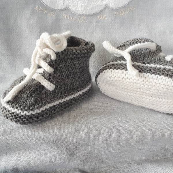 Chaussons bébé tricot gris - Ma Première Valise