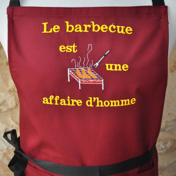 Tablier homme le barbecue est une affaire : accessoires-accessoires-brodes  par labroderiedejeanne