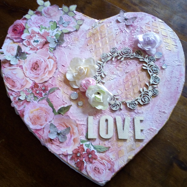 Tableau toile avec thème coeur et rose