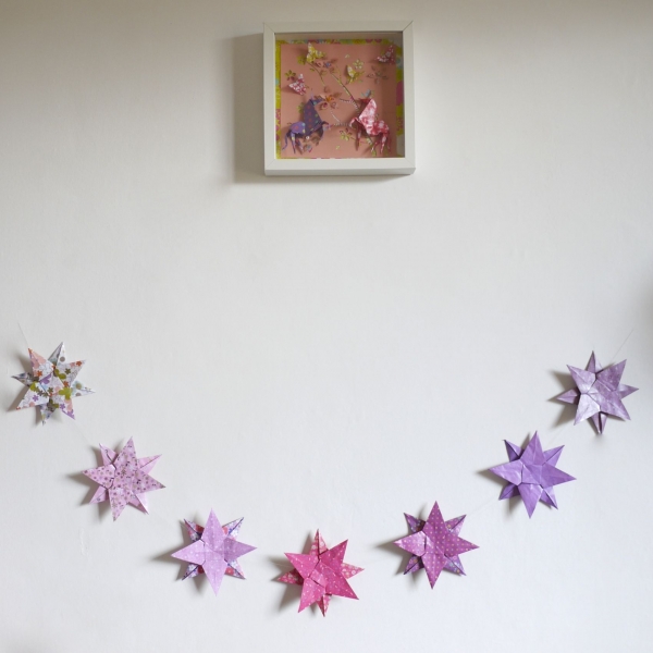 Cadre origami bébé décoration chambre enfant animaux licorne fleur papillon  rose violet vert jaune babyshower : accessoires-bebe par parisdepapiers