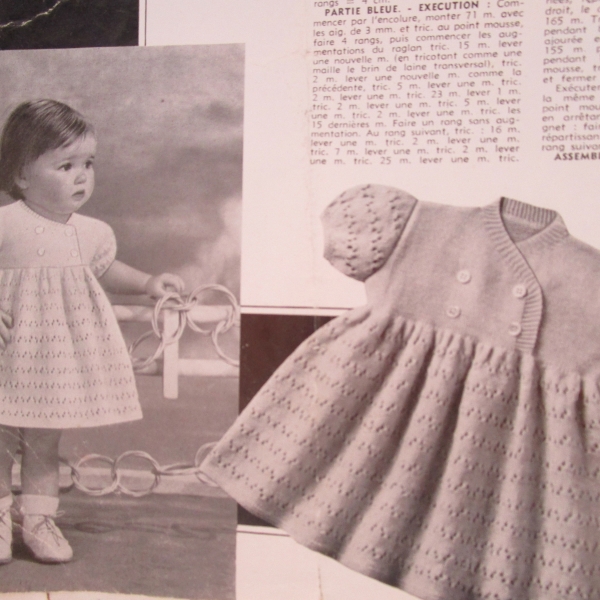 2 paires gants enfant tricot et dentelle vintage années 1960