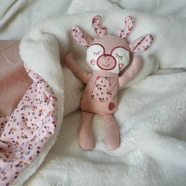 Coffret naissance avec doudou personnalisé - Lapine Rose