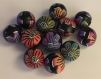 Perles artisanales en pâte polymère fimo (x12) 1,5 à 1,6 cm - handmade polymer clay beads