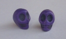 2 perles tête de mort violette 13x12 mm - howlite -