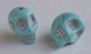 2 perles tête de mort turquoise 13x12 mm - howlite