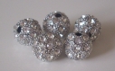 5 perles en métal  et strass 12 mm