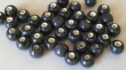 30 perles rondes en porcelaine 6 mm - (gris foncé)