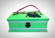 Coffret bois mini valise verte vintage - boite à bijoux, souvenirs, trésors