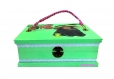 Coffret bois mini valise verte vintage - boite à bijoux, souvenirs, trésors