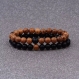 Bracelets couple en pierre naturelle d'onyx agathe noire et perles en bois de sental 8mm pierre naturelle lithotherapie bracelets en perles