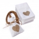 Lots de 10 sacs cadeaux de mariage 10x4cm, sac en lin naturel blanc avec cordon de serrage en jute, pochette en forme de cœur sac de dragées