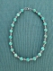 Collier 45 cm en perles de turquoises naturelles et argent tibétain