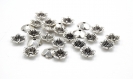 Coupelles fleur argent antique 10mm , caps métal argent fleur - antique silver flower bowls 10mm, silver metal flower caps