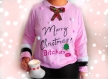 Sweat de noël humoristique et vulgaire pour femme en tissu rose avec texte, merry christmas bitches, chic avec nœud  et manches  en fourrure