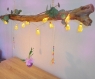Création lustre en bois flotté original lumineux, bohème chic végétal et photophore pour ambiance salon