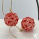 Boucles d'oreilles - sphère de papier ( asanoha rouge )