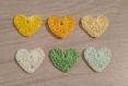 Lot de 6 petits coeurs coloris jaune et vert