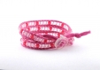 Bracelet wrap 3 tours - perles à facettes et rondes  roses et coton ciré