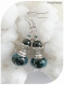 Boucles d'oreilles perles de verre bleues et noires. crochets argentés.