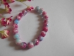 X20 perles verre 3 couleurs rose bleu  blanche