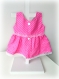 Vêtement de poupon (type corolle 36 cm) : robe trapèze rose à pois avec dentelle de tulle