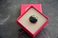 Bague dôme adulte réglable remplie de perles microbilles noires