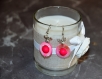 Boucles anneaux et perles rose fuchsia