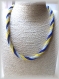 Collier perles enroulé gris, jaune & navy bijoux fantaisie perles 471