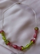 Collier ras de cou en perles de verre de murano authentiques sur chaine serpentine argent,46 cm de longueur,