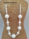Collier tour de cou perles nacrées swarovski blanc mat iridescent,chaine serpentine argent, anneaux et fermoir en argent,48 cm de longueur,