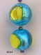 Boucles d'oreilles en perles de verre de murano authentiques, perles rondes 12 mm,turquoise,vert acide,feuille d'argent,crochets argent,