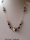 Collier femme mi-long en perles de verre de murano authentiques sur chaine serpentine or,cristal et perles onyx,60 cm de longueur,