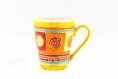 Mug / tasse  30 cl en porcelaine peint à la main couleurs jaune et multicolore