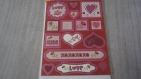 Lot de 4 planches stickers autocollants theme coeurs amour