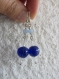 Boucles d'oreilles pendantes chics en perles de verre, bleu ciel, bleu marine et translucide, boucles légères et élégantes