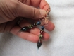 Bouces d'oreilles pendantes, breloque goutte de verre filé, perle ronde de pierre agate marron, perle en verre tchèque bleu, fil de cuivre