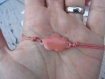 Bracelet intercalaire nuage en émail rose corail et cordon de coton noué, bracelet ajustable, bracelet d'amitié, bracelet ado, rose corail
