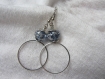 Boucles d'oreilles bohème chic sobres et élégantes, anneau en métal argenté, perle rondelle en verre de bohème, bleu ciel et argenté