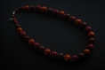 Collier de perles en bois / orange - chocolat - fuchsia (réf : 9149)