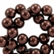 10 perles en verre nacrées ronde 12mm marron 