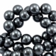 10 perles en verre nacrées ronde 12mm gris foncé 