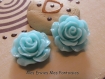 2 cabochons résine fleurs "rose" 18mm couleur bleu 