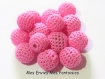 2 perles crochet 18mm rose clair perles acrylique recouverte de coton au crochet 