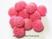 2 perles crochet 20mm rose perles acrylique recouverte de coton au crochet 
