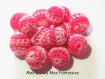 2 perles crochet 20mm dégradé rose perles acrylique recouverte de coton au crochet 