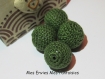 2 perles crochet 22mm vert perles acrylique recouverte de coton au crochet 